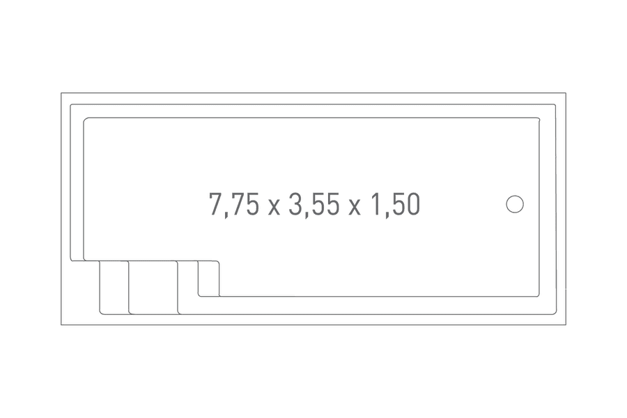 Keramikpool AQUA NOVA 77 2D-Ansicht